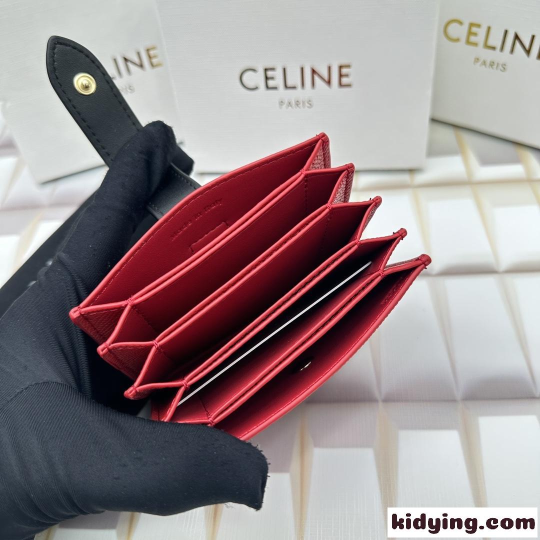 人気 ロゴ セリーヌ CELINE アコーディオン カードホルダー 偽物-4