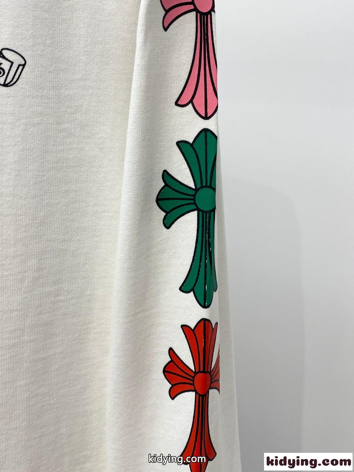 定番 合わせやすい クルーネック 長袖Tシャツ クロムハーツ Tシャツ コピー ホワイト-2