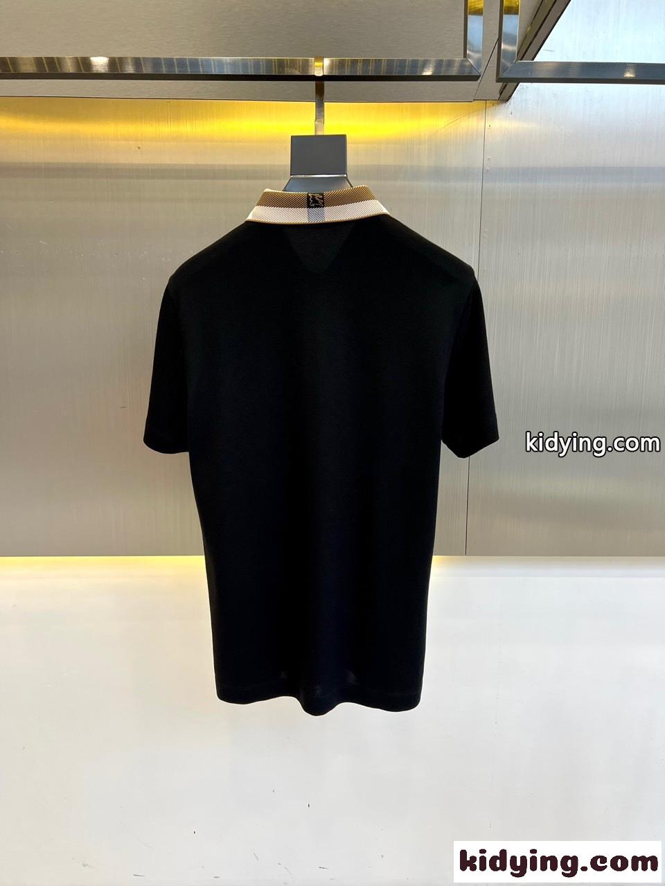 定番 カジュアル コットンピケ ポロシャツ バーバリー Tシャツ コピー ブラック-3