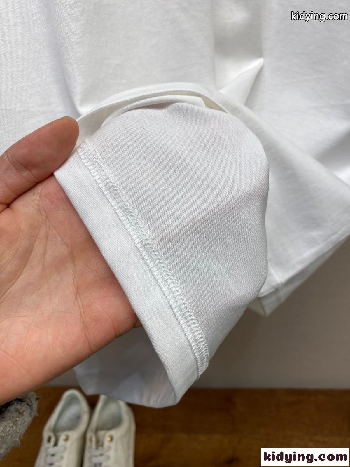 シンプル ロゴ 刺繍入り半 袖Tシャツ ドルチェ&ガッバーナ Tシャツ コピー コットン ホワイト-3