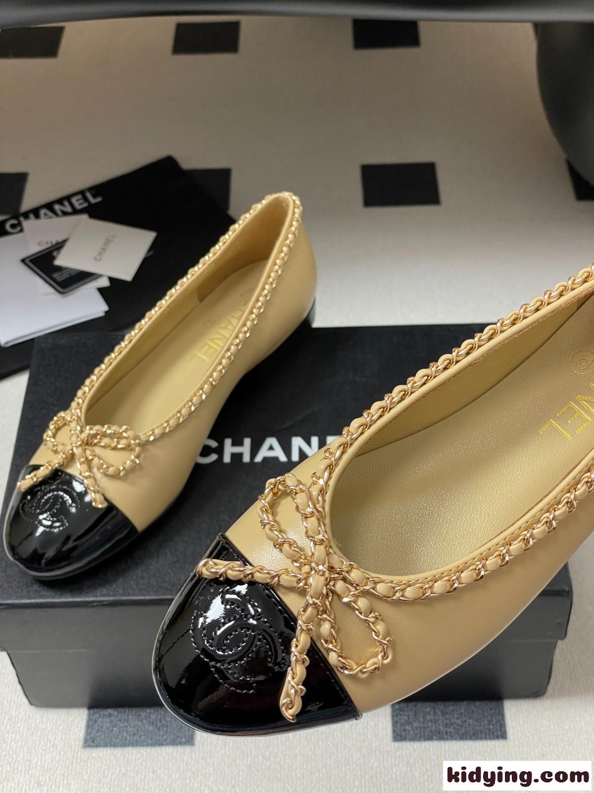 上品 可愛い 合わせやすい 25B バレリーナ シャネル パンプス コピー ベージュ-3