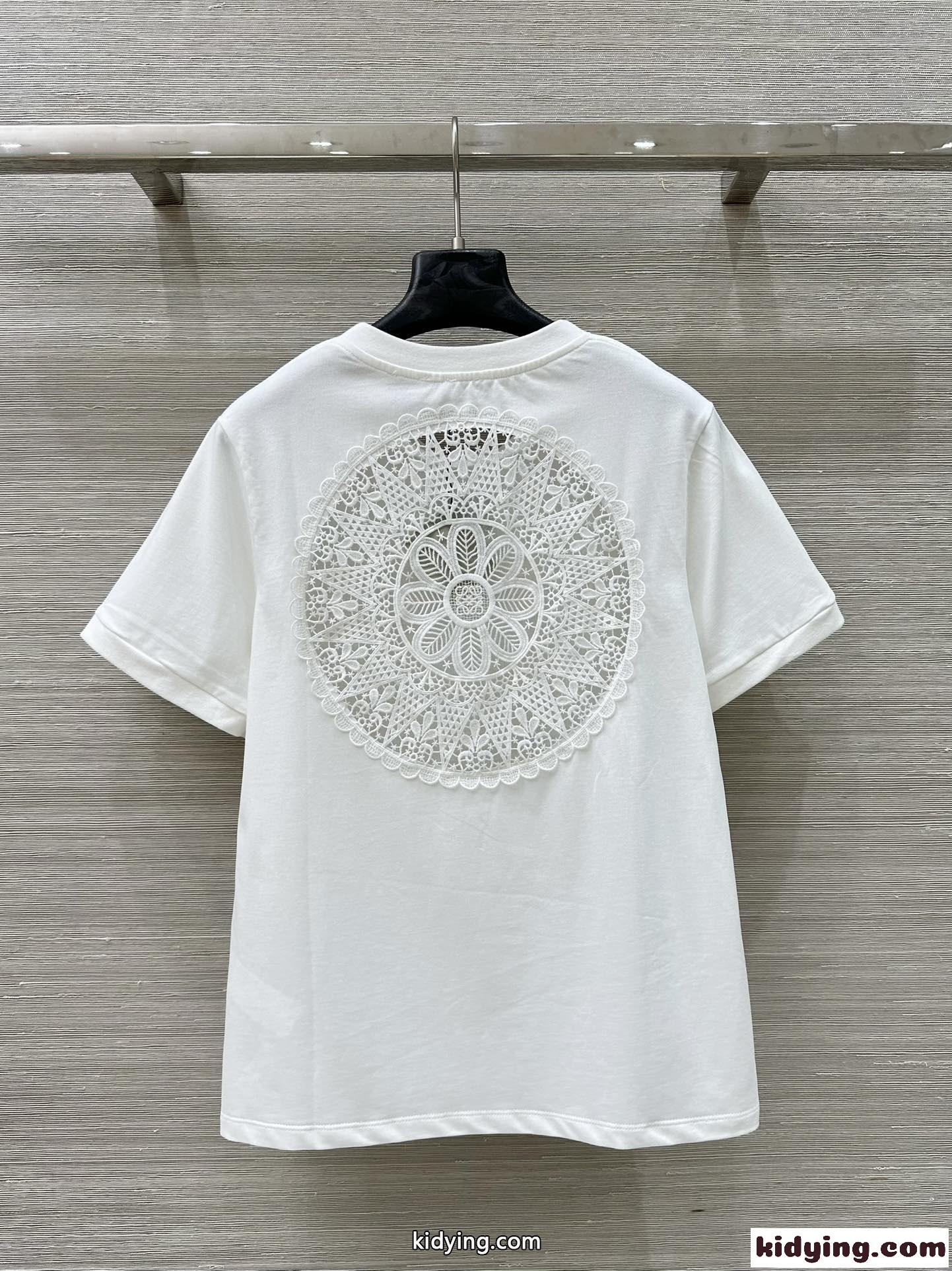 カジュアル 合わせやすい レース Tシャツ ロエベ Tシャツ コピー ホワイト-4