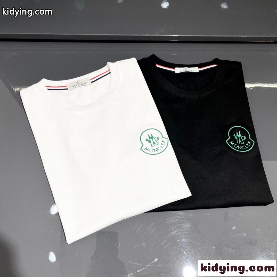 シルケット コットン 着心地いい モンクレール tシャツ コピー クルーネック ロゴ おしゃれ 半袖 人気 トップス-4