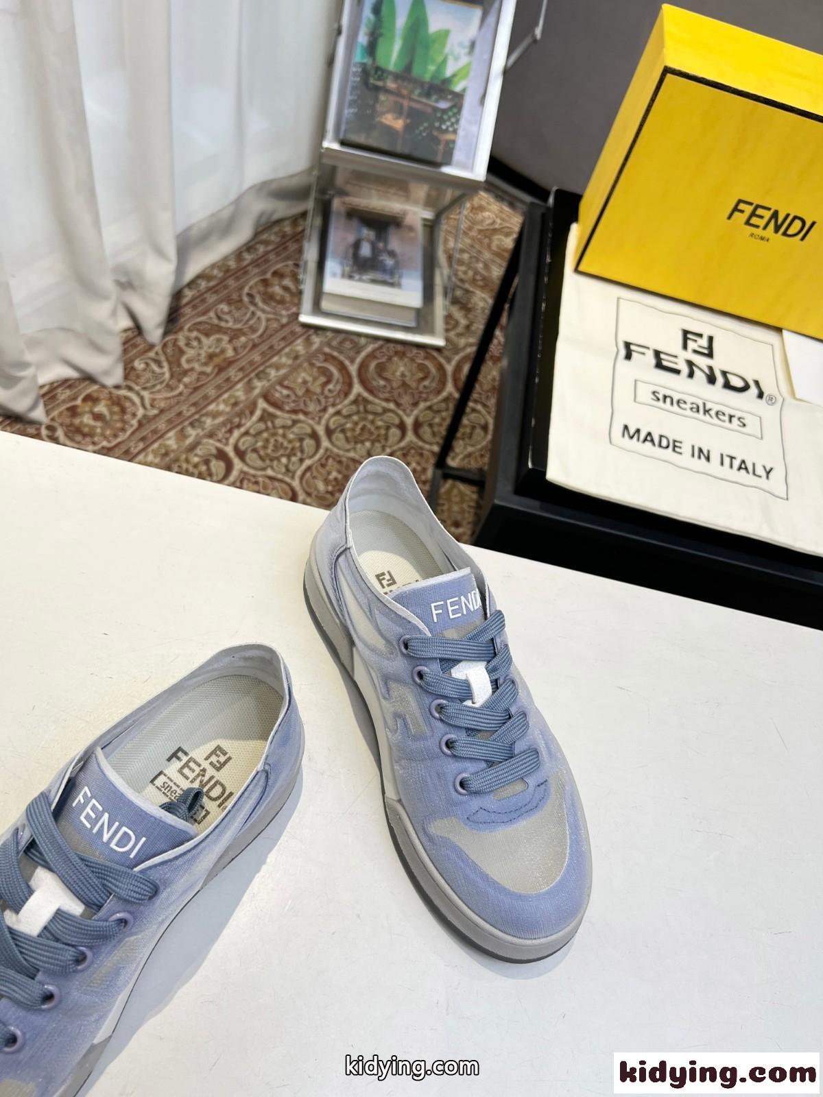 春夏 メッシュ ロートップ フェンディ マッチ フェンディ スニーカー コピー ブルー-2