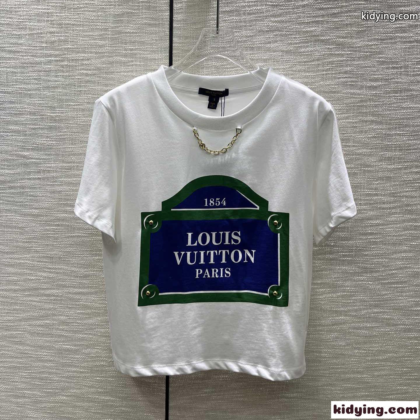 ルイ・ヴィトン LVストリートサインTシャツ コピー 半袖 クルーネック トップス-0