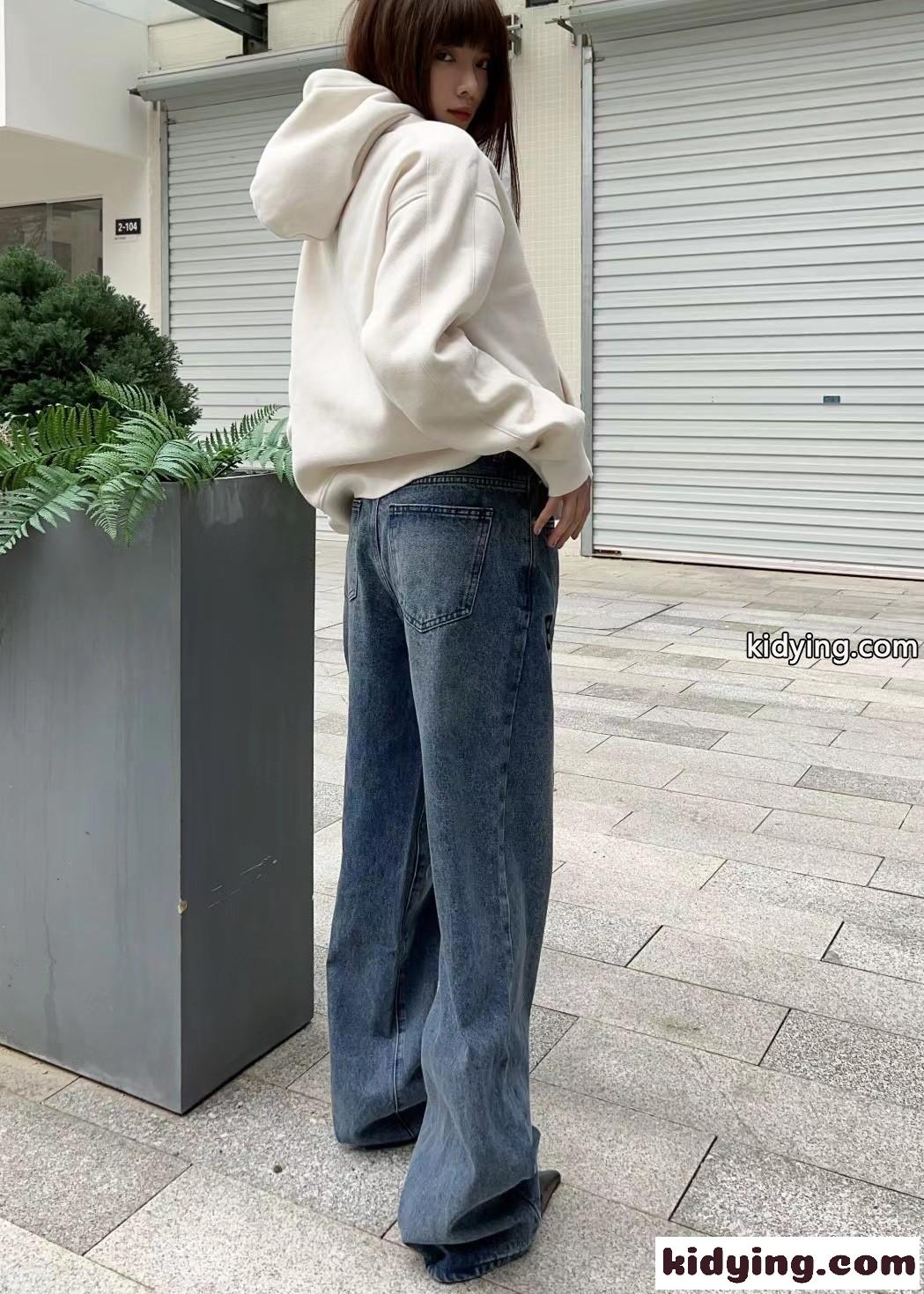 おしゃれ ロゴ ゆったり 体型カバー バレンシアガ ジーンズ コピー デニムパンツ-4