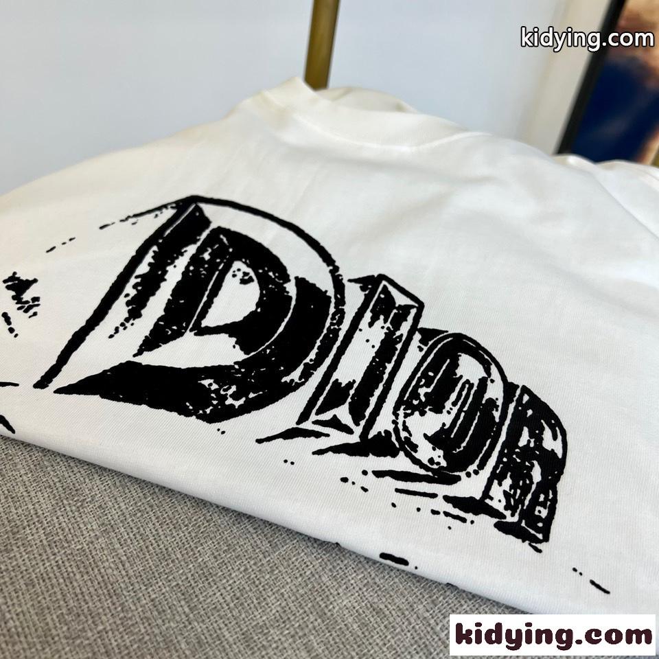 おしゃれ 合わせやすい ロゴ クルーネック 半袖Tシャツ クリスチャン・ディオール Tシャツ コピー ホワイト-4