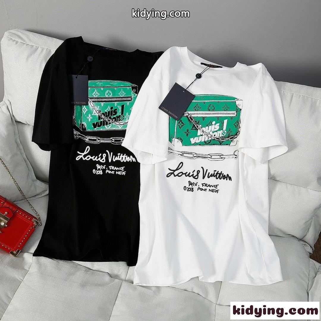 今季流行り 人気 可愛い おしゃれ プリント コットン ルイ・ヴィトン Tシャツ コピー カジュアル 春夏 半袖 トップス-0