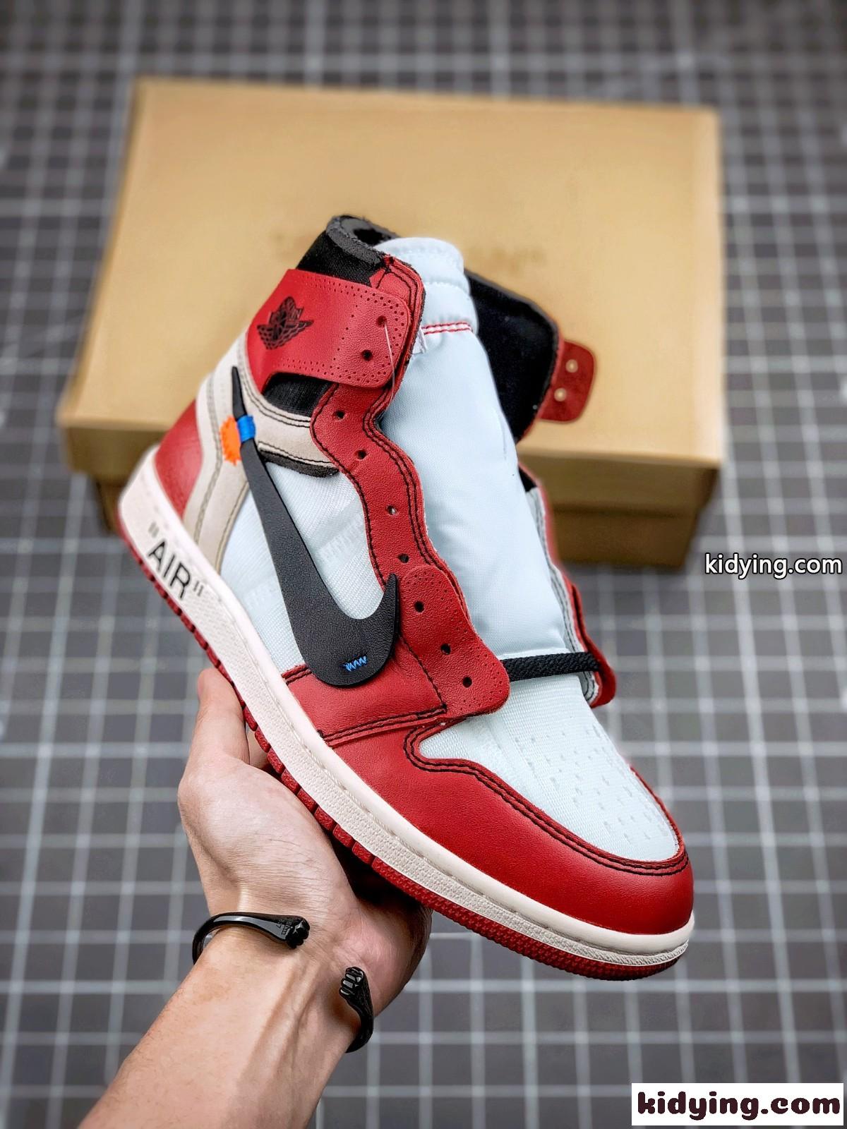 OFF-WHITE X AJ1 レッド ハイカット コンフォート オフホワイト スニーカー コピー メンズ カジュアル 高品質-1