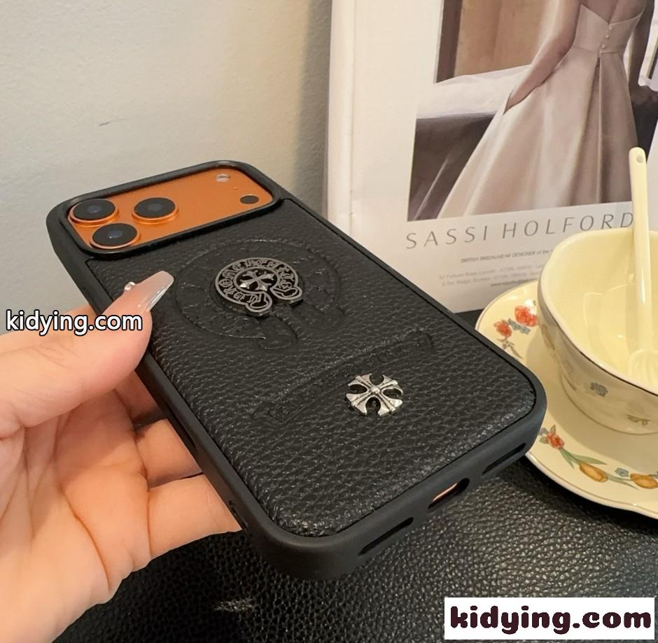 クロムハーツ 携帯ケース 偽物 クロスモチーフ レザー iPhoneケース-0