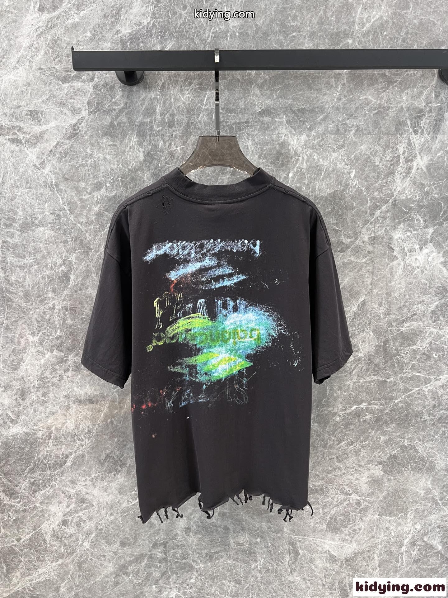 プリント入り コットン 半袖Tシャツ バレンシアガ Tシャツ コピー ユニセックス-2