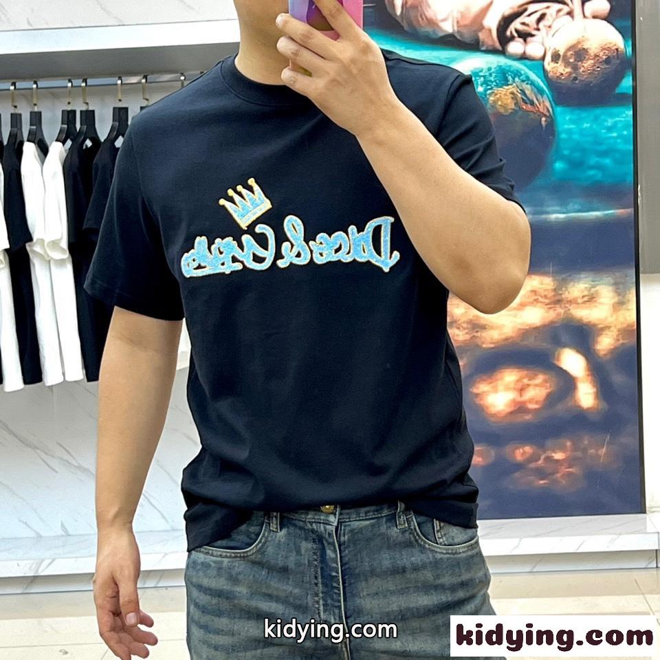 定番 カジュアル ロゴプリント ドルチェ&ガッバーナ Tシャツ 偽物 ブラック-2