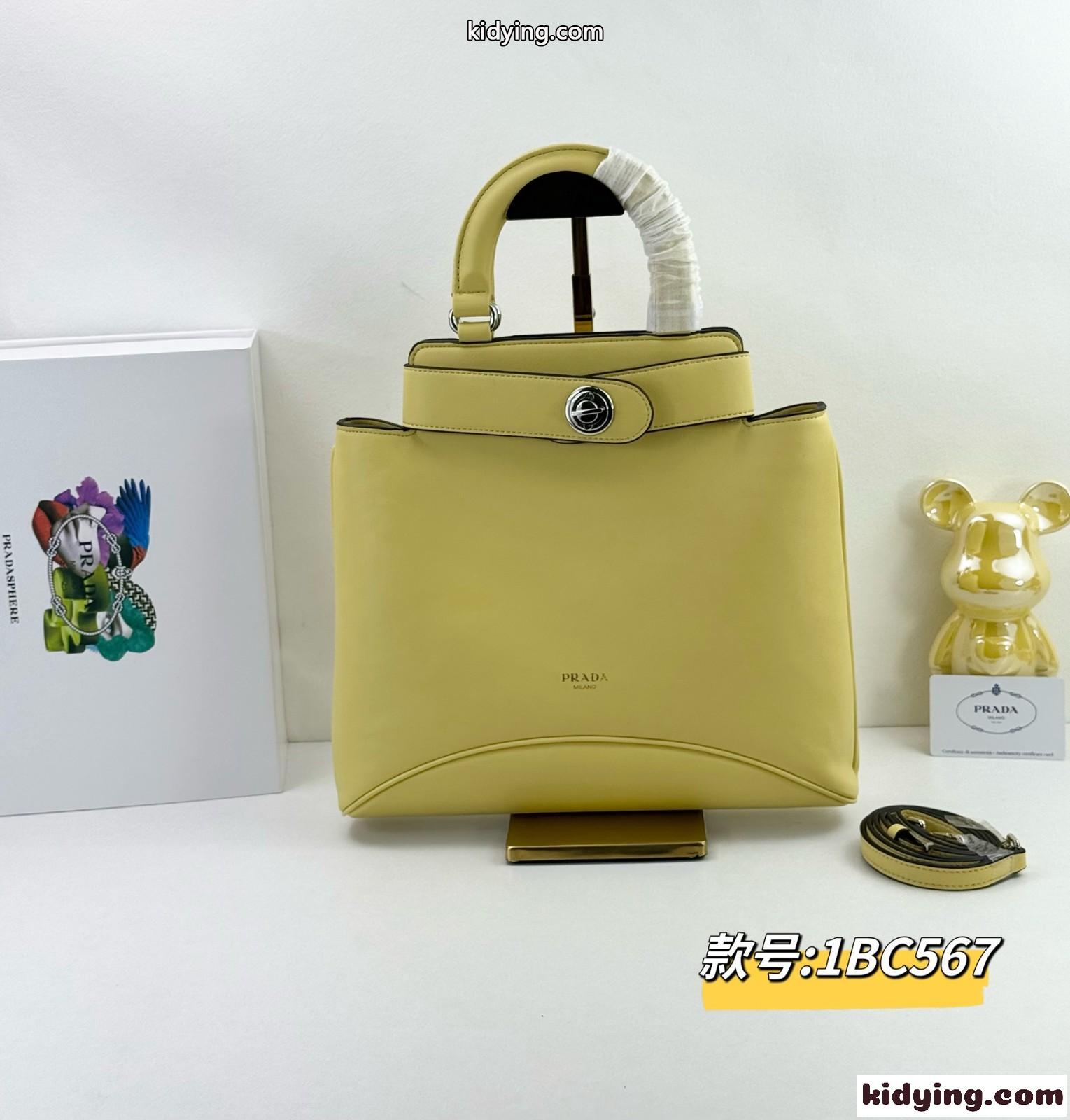 新作♪PRADA エチュード ミディアム レザーバッグ プラダ バッグ コピー イエロー-2