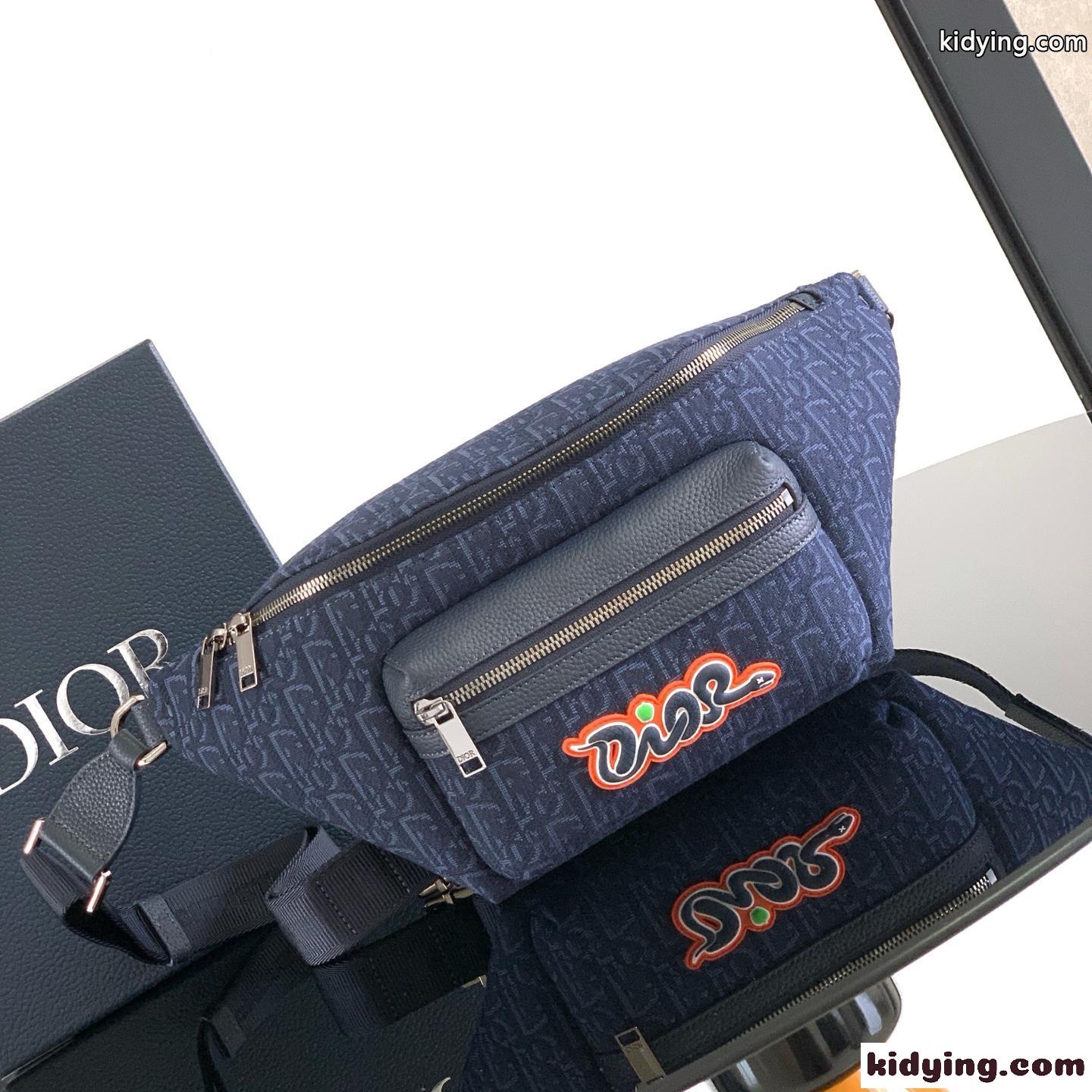 DIOR AND KAWS Rider 2.0 ベルトバッグ スーパーコピー メンズバッグ ブルー-0