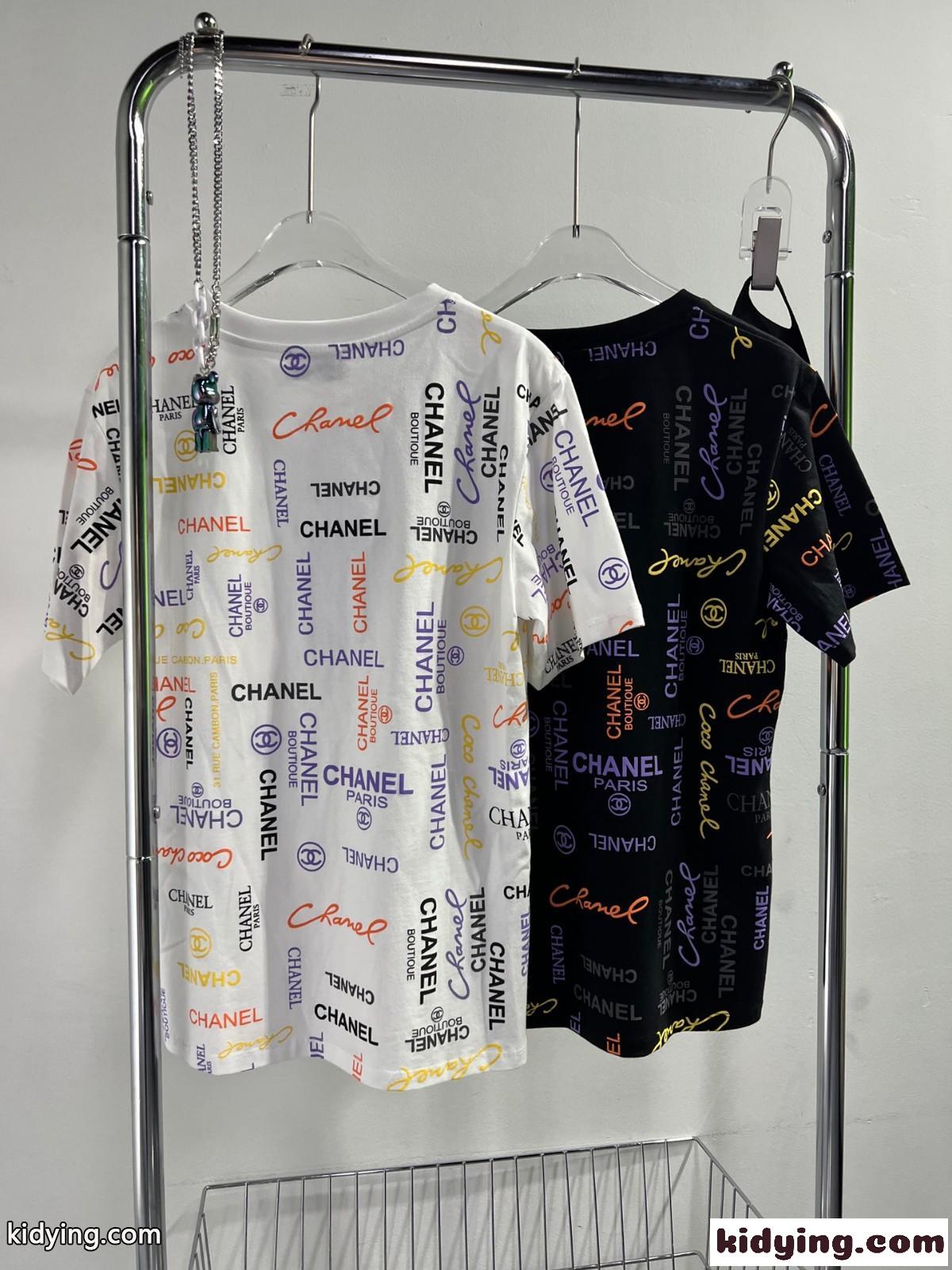 春夏 半袖 コットン トップス ロゴ プリント クルーネック シャネル tシャツ コピー おしゃれ 定番 人気 合わせやすい-3