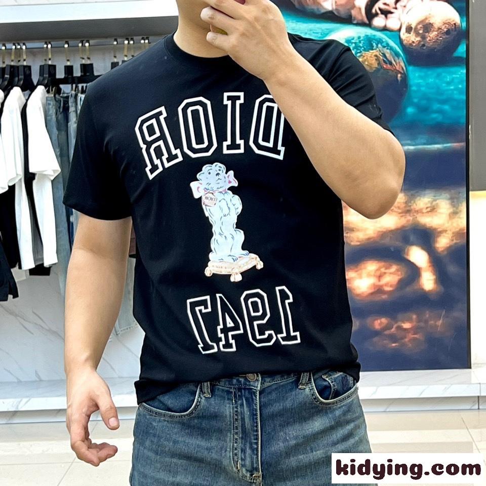 カジュアル コットン 半袖Tシャツ クリスチャン・ディオール Tシャツ コピー ブラック-2