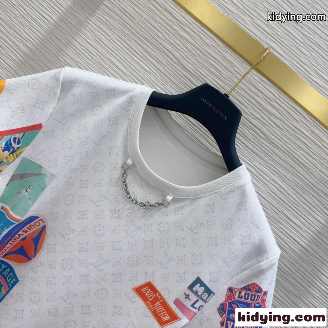 マヒナ パッチプリント クロップトップ ルイ・ヴィトン 半袖Tシャツ コピー ホワイト-2