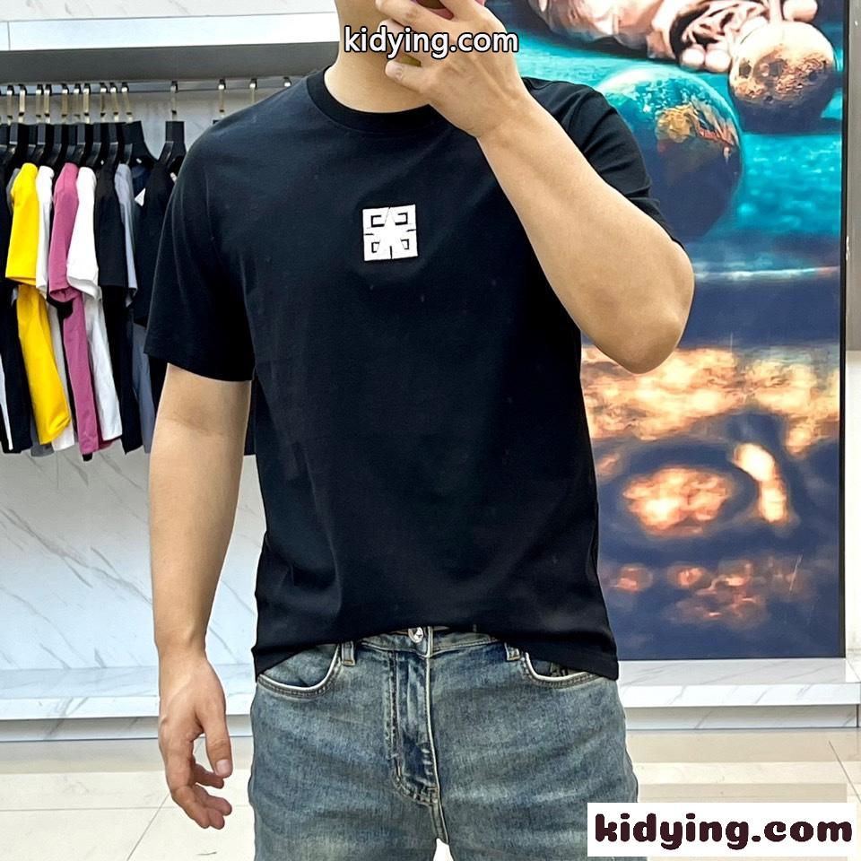 定番 カジュアル ロゴ入り コットン 半袖Tシャツ ジバンシィ Tシャツ コピー ブラック-1