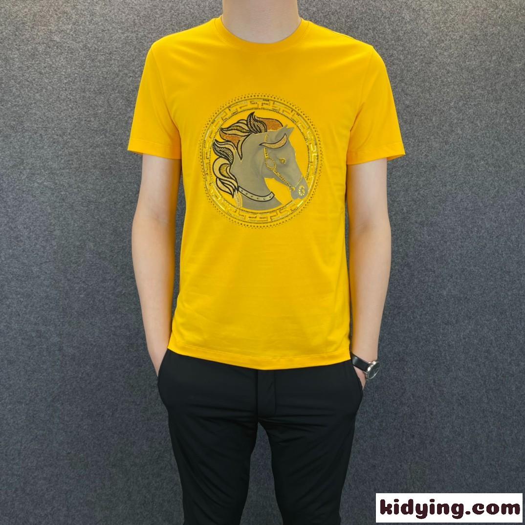 5色あり ラウンドネック カジュアル おしゃれ プリント 柔らかい 快適 エルメス Tシャツ コピー 半袖 春夏-3