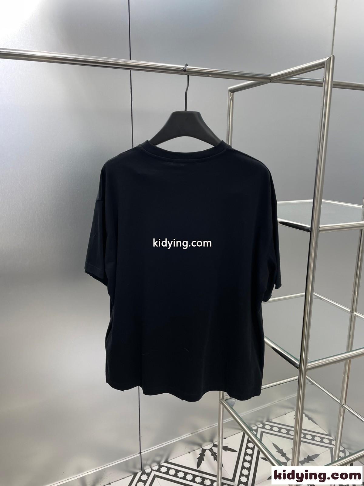 ベーシック おしゃれ ロゴ入り クルーネック プラダ Tシャツ コピー オーバーサイズ ジャージー ブラック-1