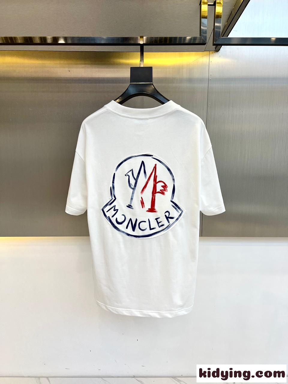カジュアル リラックス コットン 半袖Tシャツ モンクレール Tシャツ コピー ホワイト-3