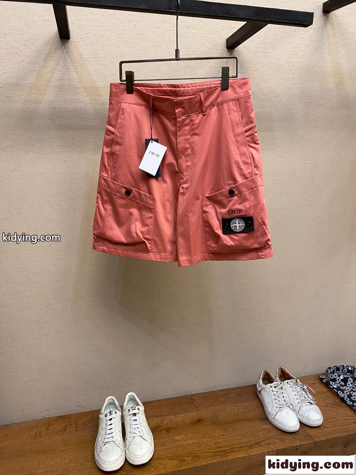 クリスチャン・ディオール パンツ コピー DIOR AND STONE ISLAND バミューダショートパンツ レッド-1