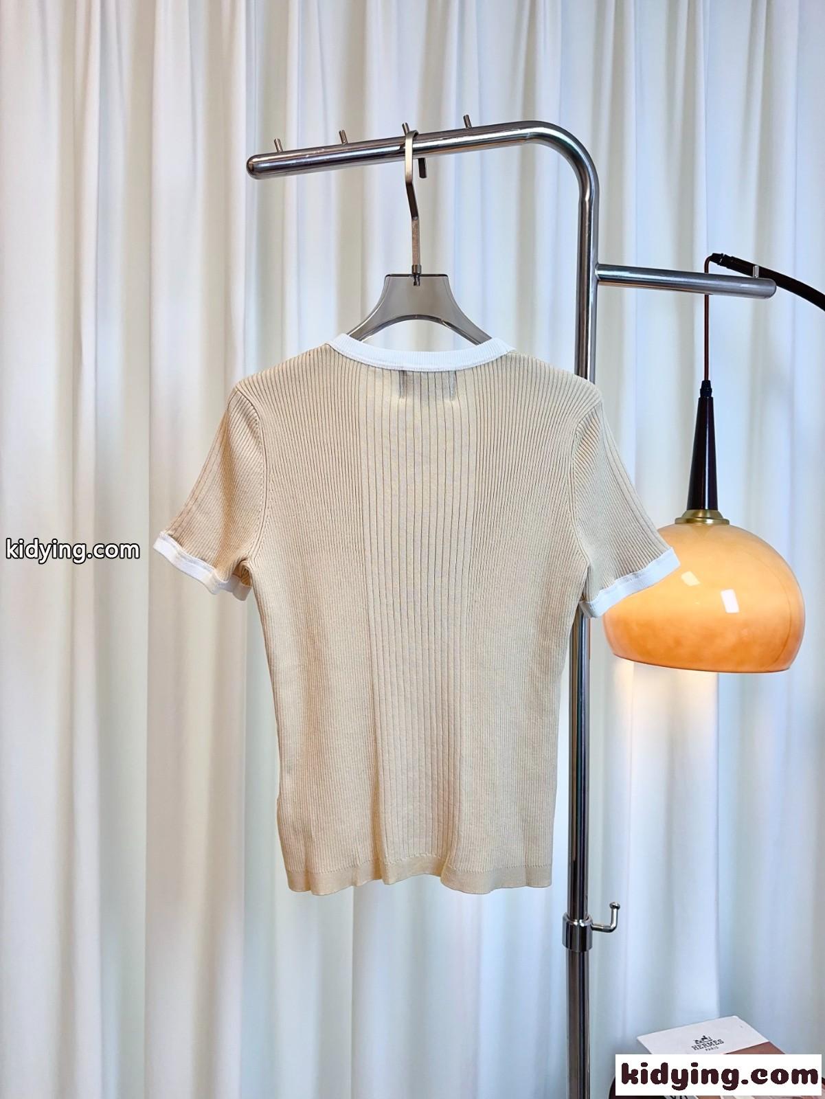 大人 上品 ココビーチ ニットトップス シャネル Tシャツ 偽物 アプリコット-1