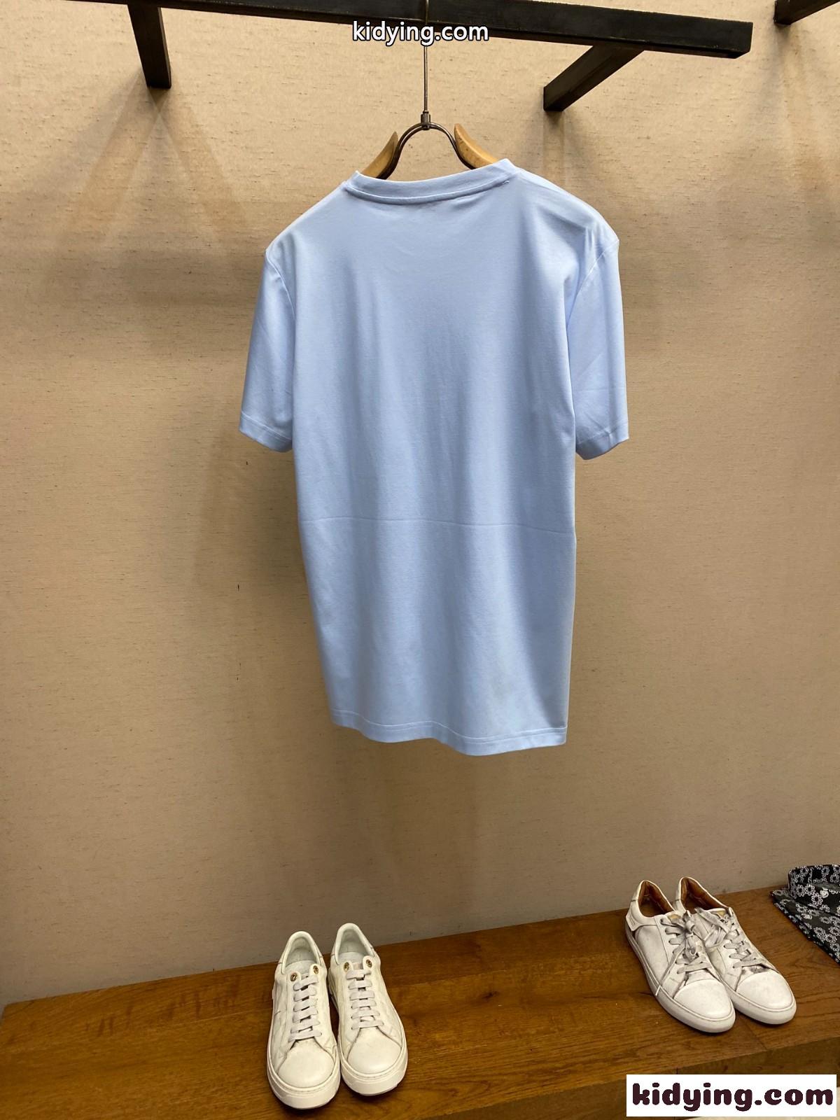 シルケットスムースロゴTシャツ クリスチャン・ディオール Tシャツ コピー ライトブルー-0