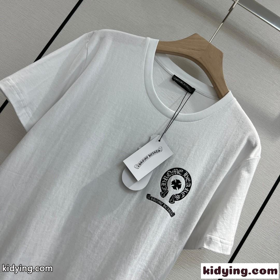3色あり カジュアル ゆったり クロムハーツ 半袖Tシャツ コピー 定番 人気 ロゴ 刺繍 レディース ファッション-2