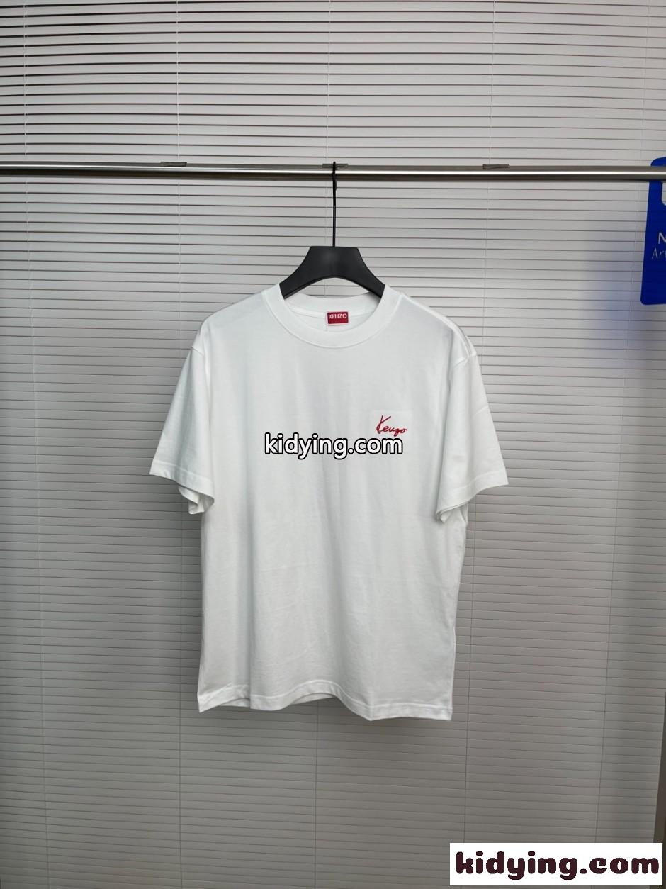 カジュアル 洗練された ロゴ刺繍 半袖Tシャツ ケンゾー Tシャツ コピー ホワイト-1
