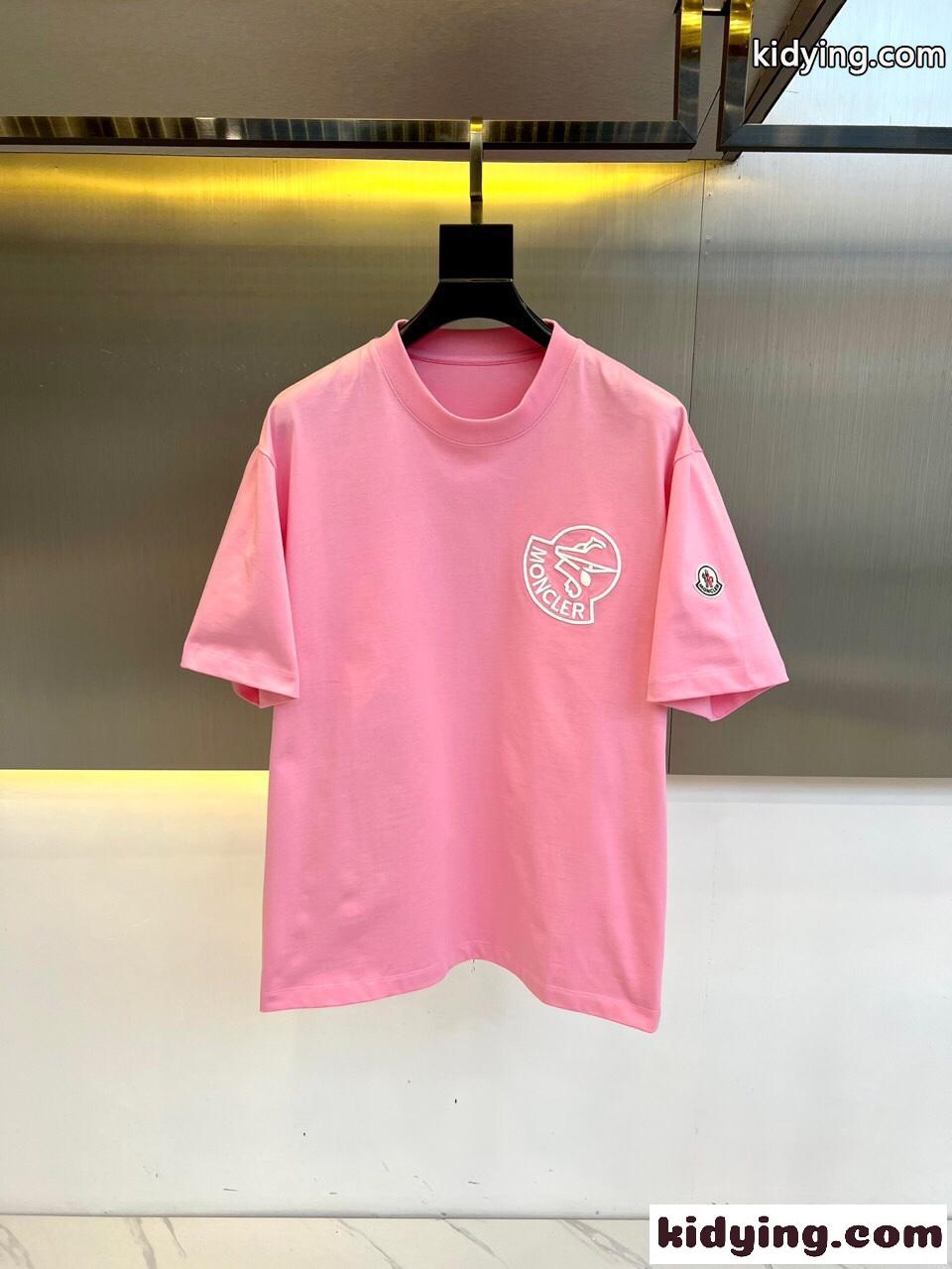 シンプル モンクレール Tシャツ コピー クルーネック 半袖Tシャツ ピンク-0