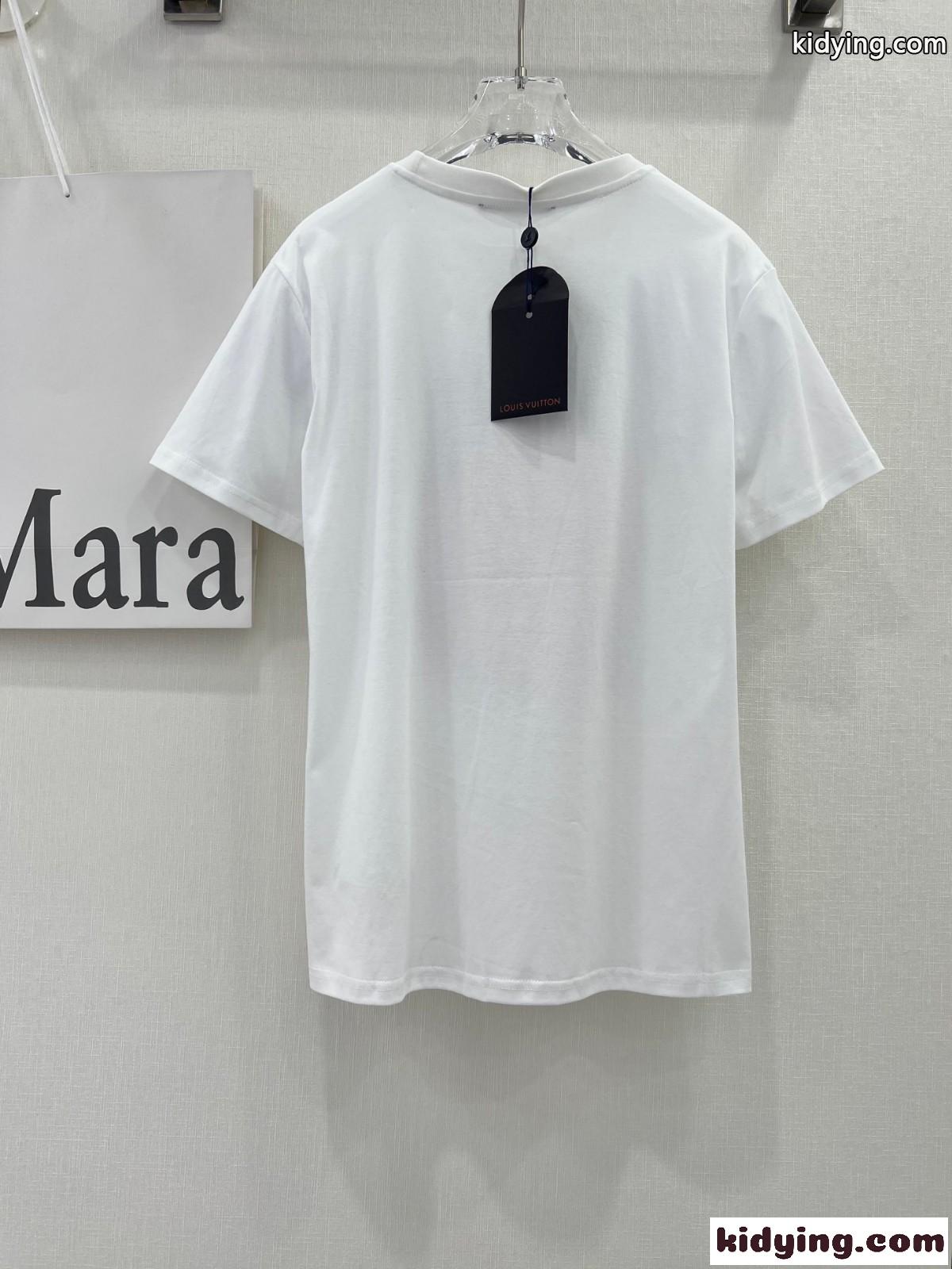 LV × YK サンプリントTシャツ ルイヴィトン Tシャツ コピー 半袖 春夏 合わせやすい-4