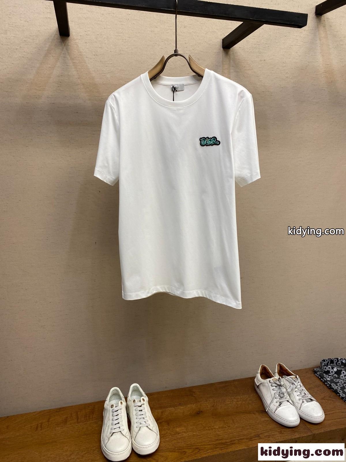DIOR AND KAWS Tシャツ スーパーコピー コットン 半袖Tシャツ ホワイト-1