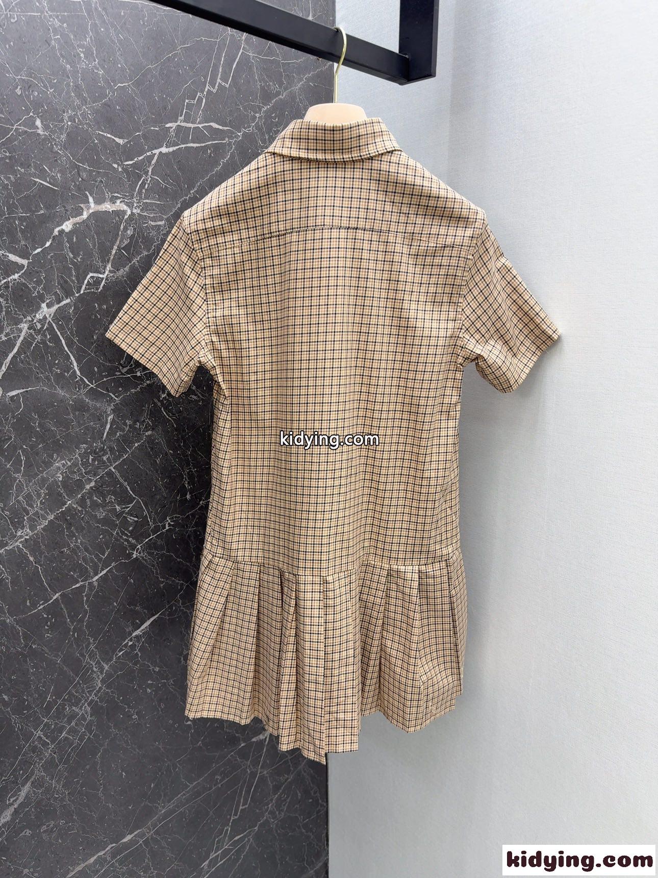 プリーツ チェック ドレス ミュウミュウ ワンピース コピー ショートスリーブ-3