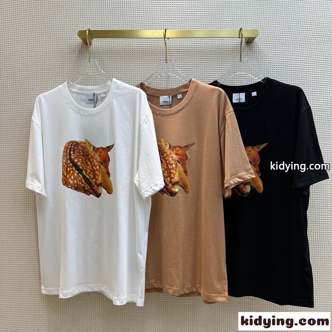 カジュアルプリント クルーネック バーバリー Tシャツ コピー 半袖 ゆったり 着痩せ トップス-1