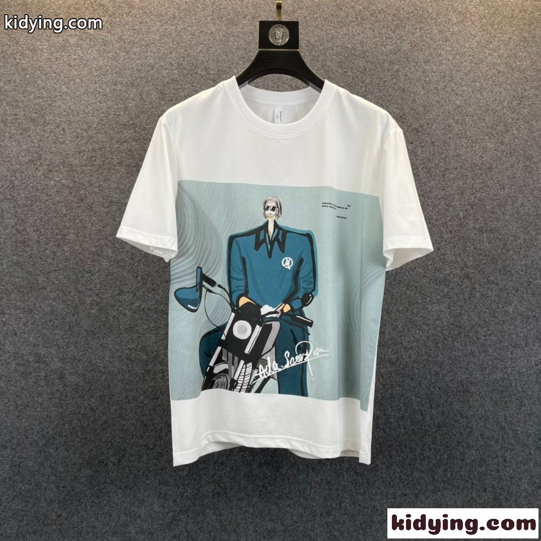 オシャレ プリント カジュアル クールネック コットン メンズ 半袖 トップス ジバンシィ Tシャツ コピー 快適-4