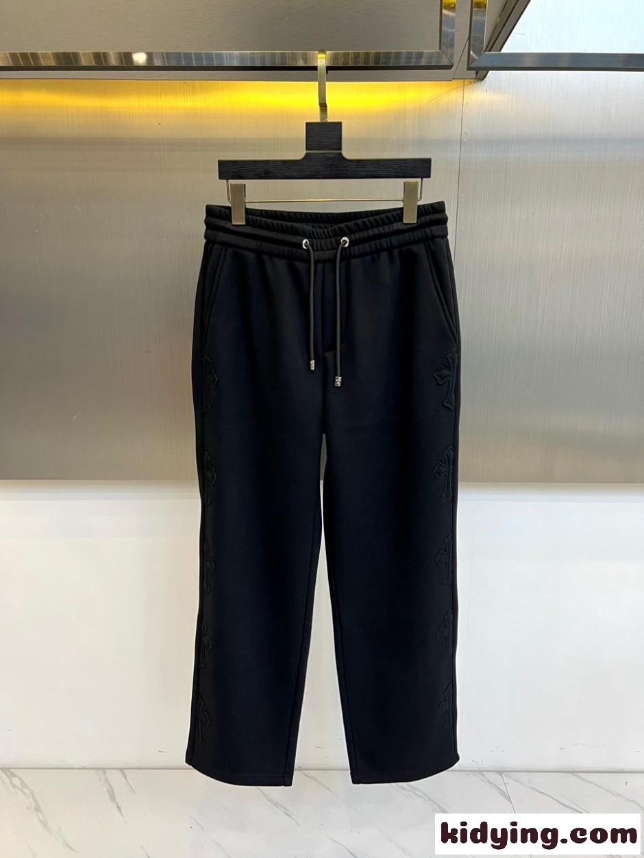 クロスパッチ 裏起毛 スウェットパンツ クロムハーツ パンツ 偽物 ブラック-0