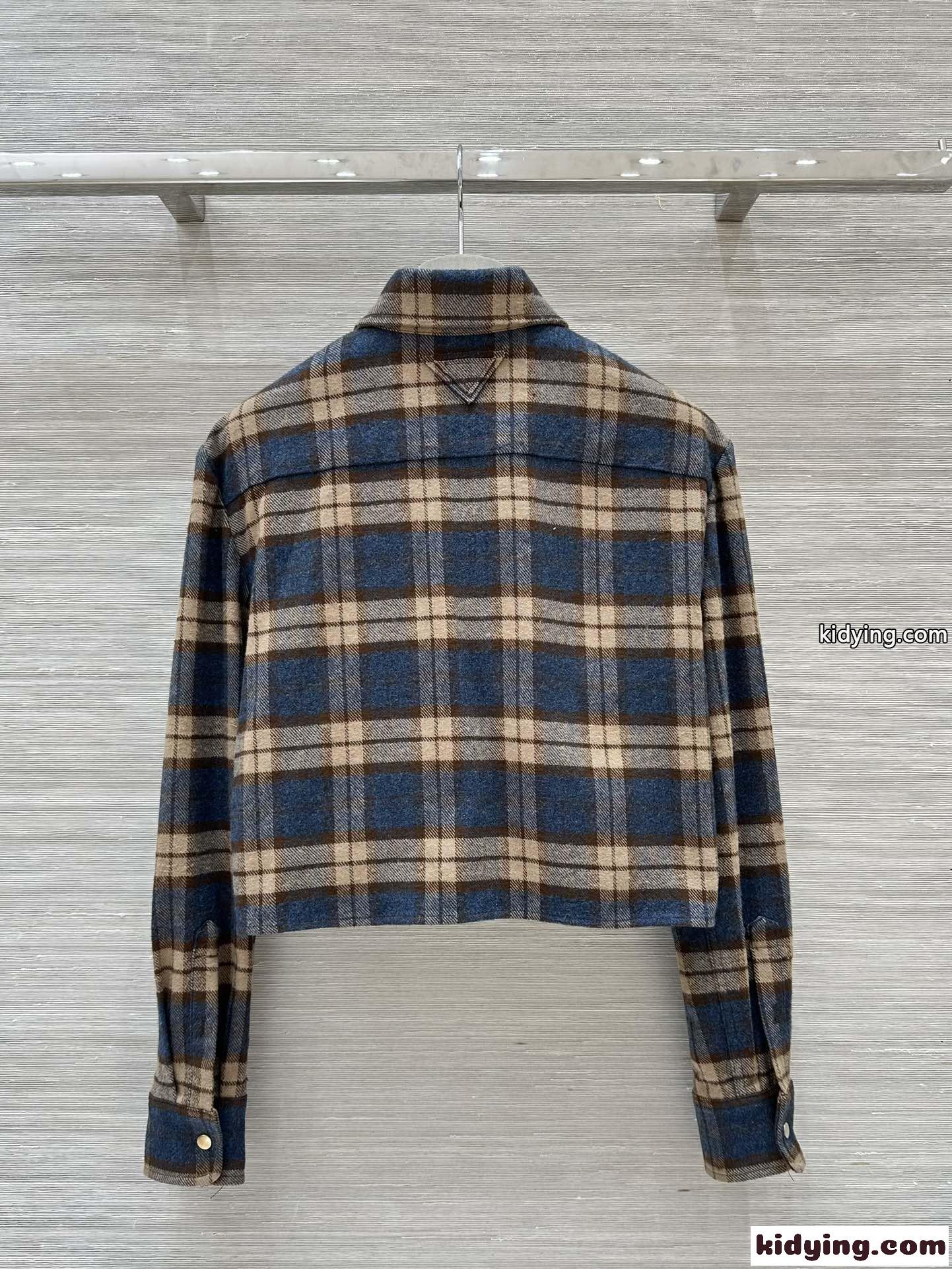 チェック ウールツイル シャツ プラダ シャツ コピー レディース トップス-5