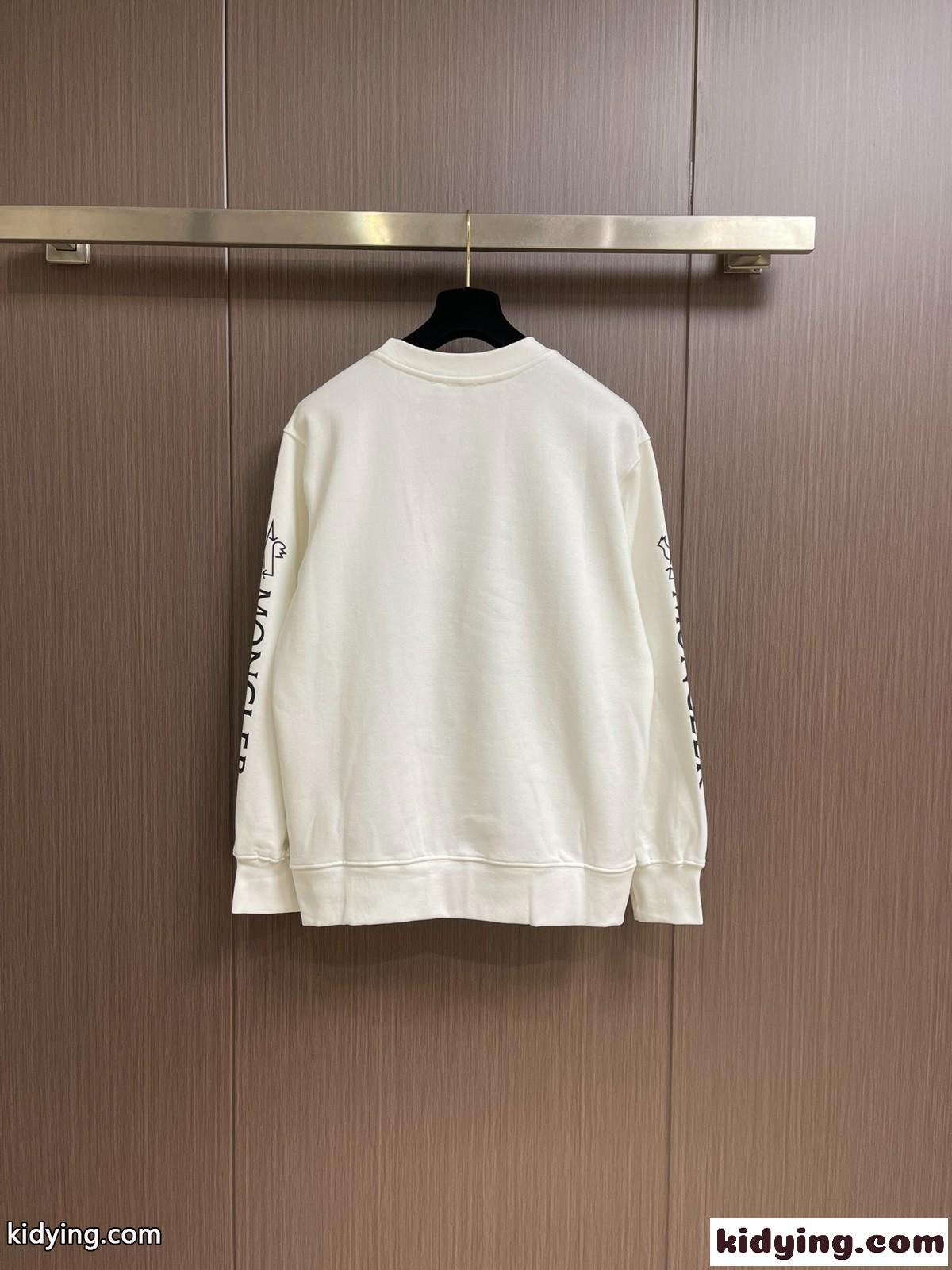 カジュアル ロゴプリント コットン スウェットシャツ モンクレール Tシャツ コピー ホワイト-1