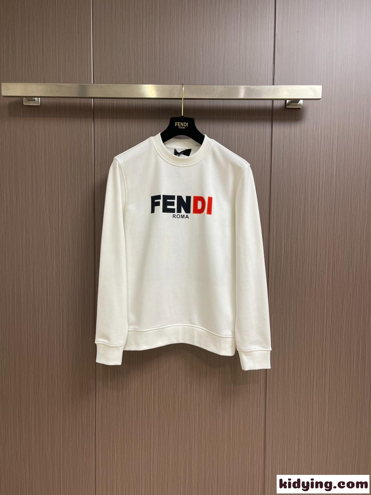 定番 ロゴ入り コットン スウェットシャツ フェンディ Tシャツ コピー クルーネック-1