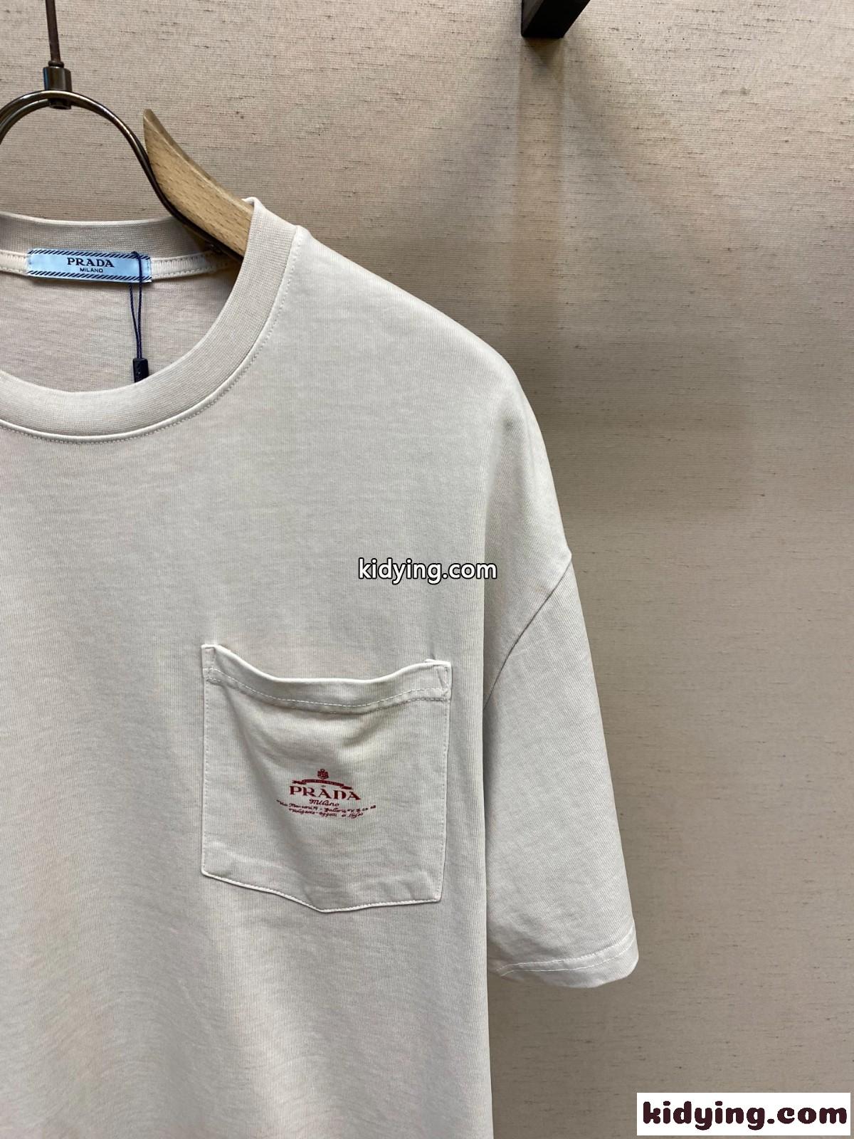 カジュアル クルーネック 半袖Tシャツ プラダ Tシャツ 偽物 合わせやすい-2