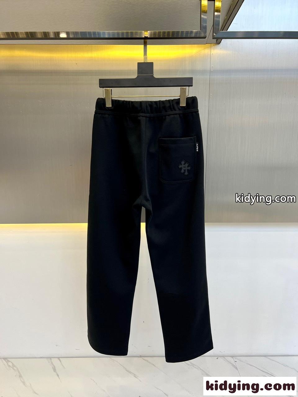 カジュアル クロムハーツ パンツ コピー ロゴ入り スウェットパンツ ブラック-1