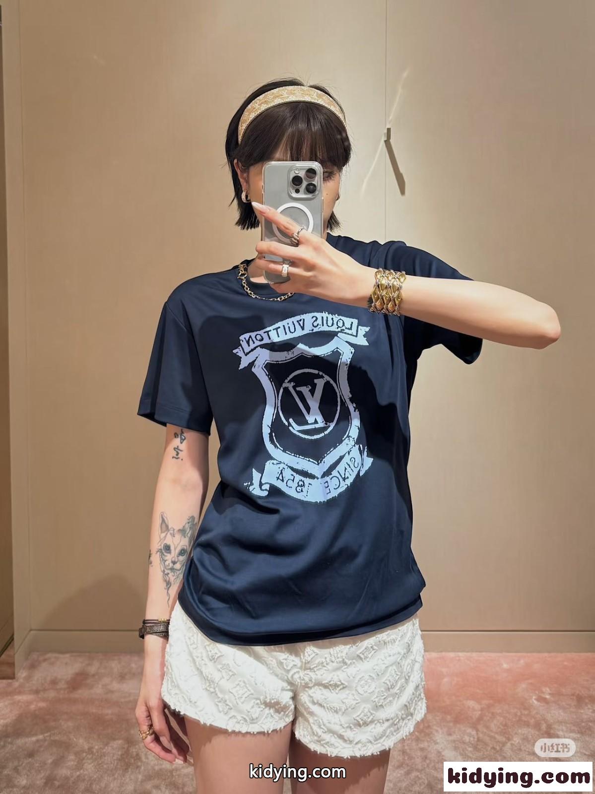 Tシャツ ウィズ LV クレスト ルイ・ヴィトン 半袖Tシャツ スーパーコピー-5