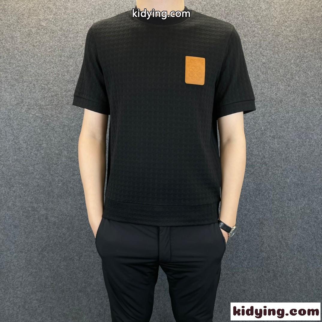 シンプル 柔らかい 着心地いい ラウンドネック ロエベ  半袖tシャツ コピー おしゃれ カジュアル メンズ-0