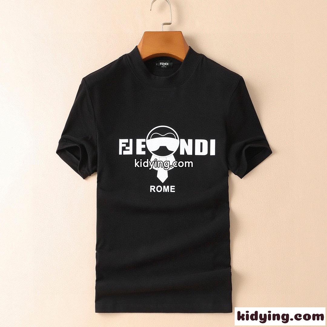 スウェード カジュアル プリント サイズ豊富 フェンディ 半袖tシャツ コピー 合わせやすい ホワイト ブラック-2