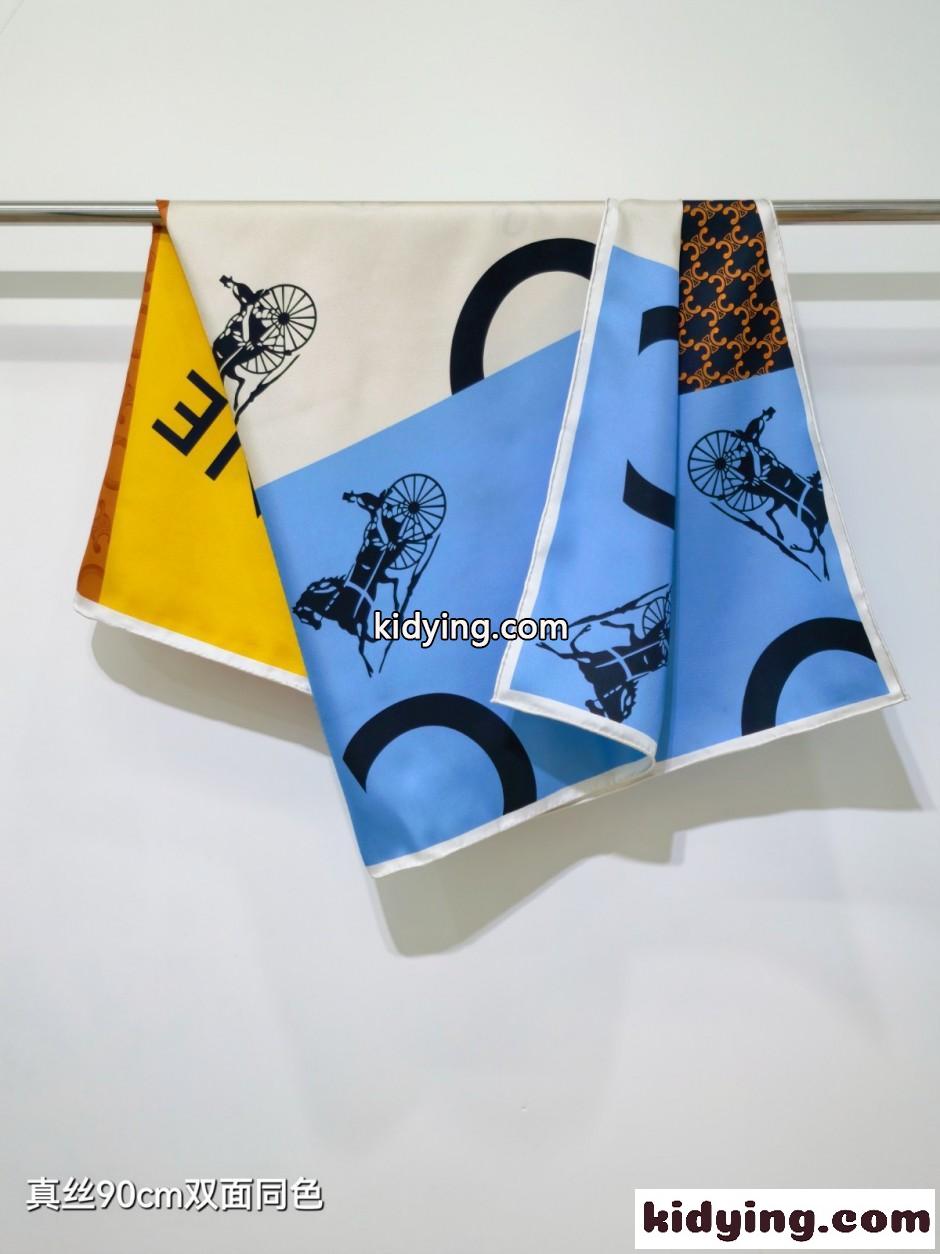 90×90cm シルク スクエアスカーフ セリーヌ スカーフ コピー 合わせやすい-2