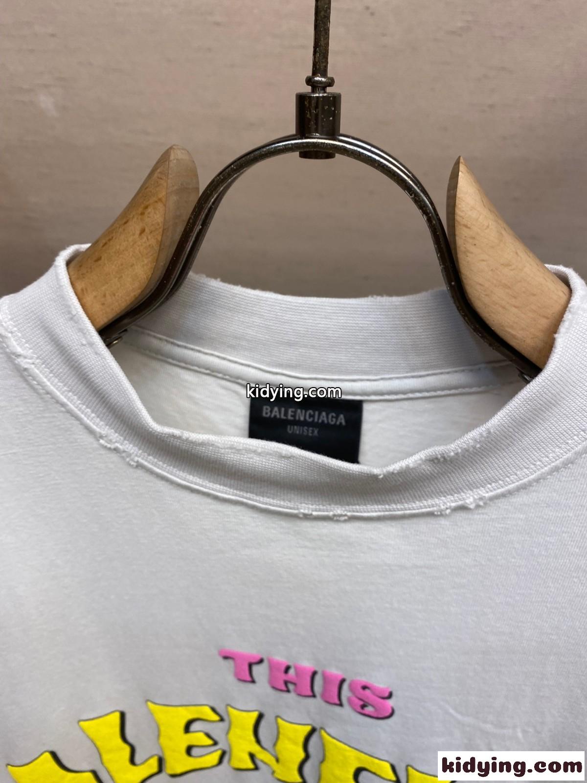 オーバーサイズ プリントTシャツ バレンシアガ 半袖Tシャツ コピー ユニセックス ホワイト-0
