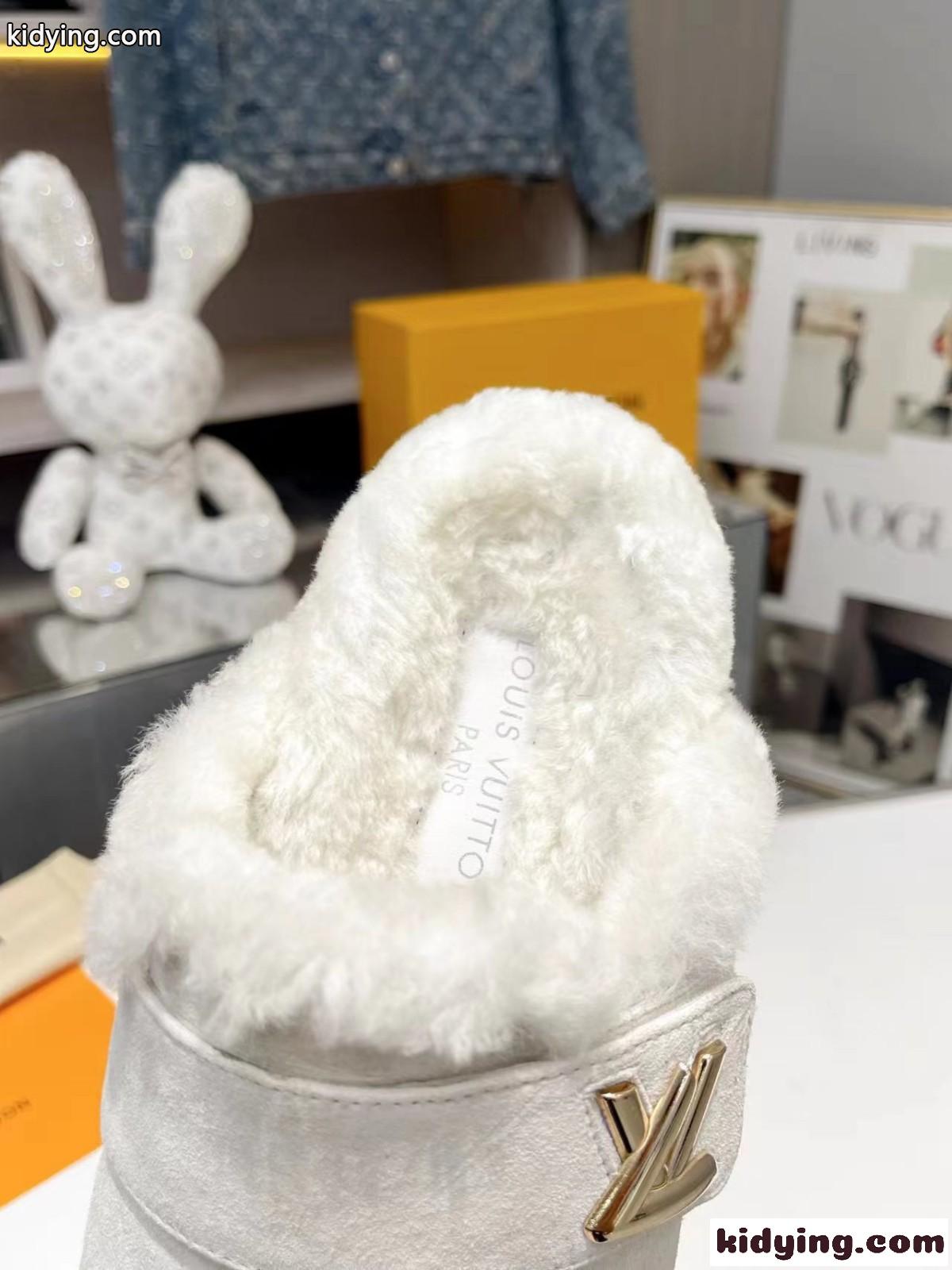 秋冬 ふわふわ LV コージー ミュール サンダル ルイヴィトン サンダル コピー-3