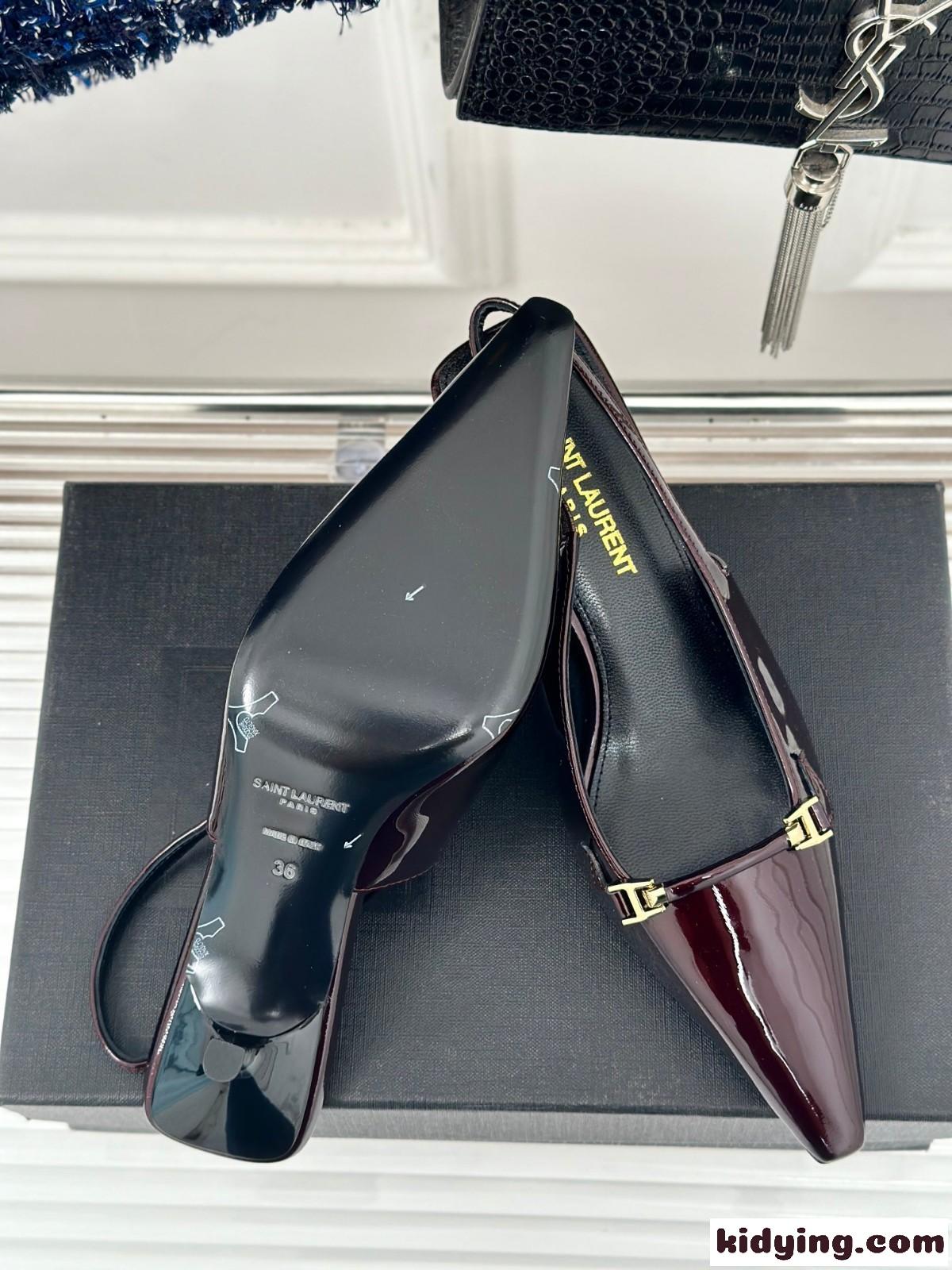 カリーヌ スリングバックパンプス イヴ・サンローラン パンプス コピー ワイン-4