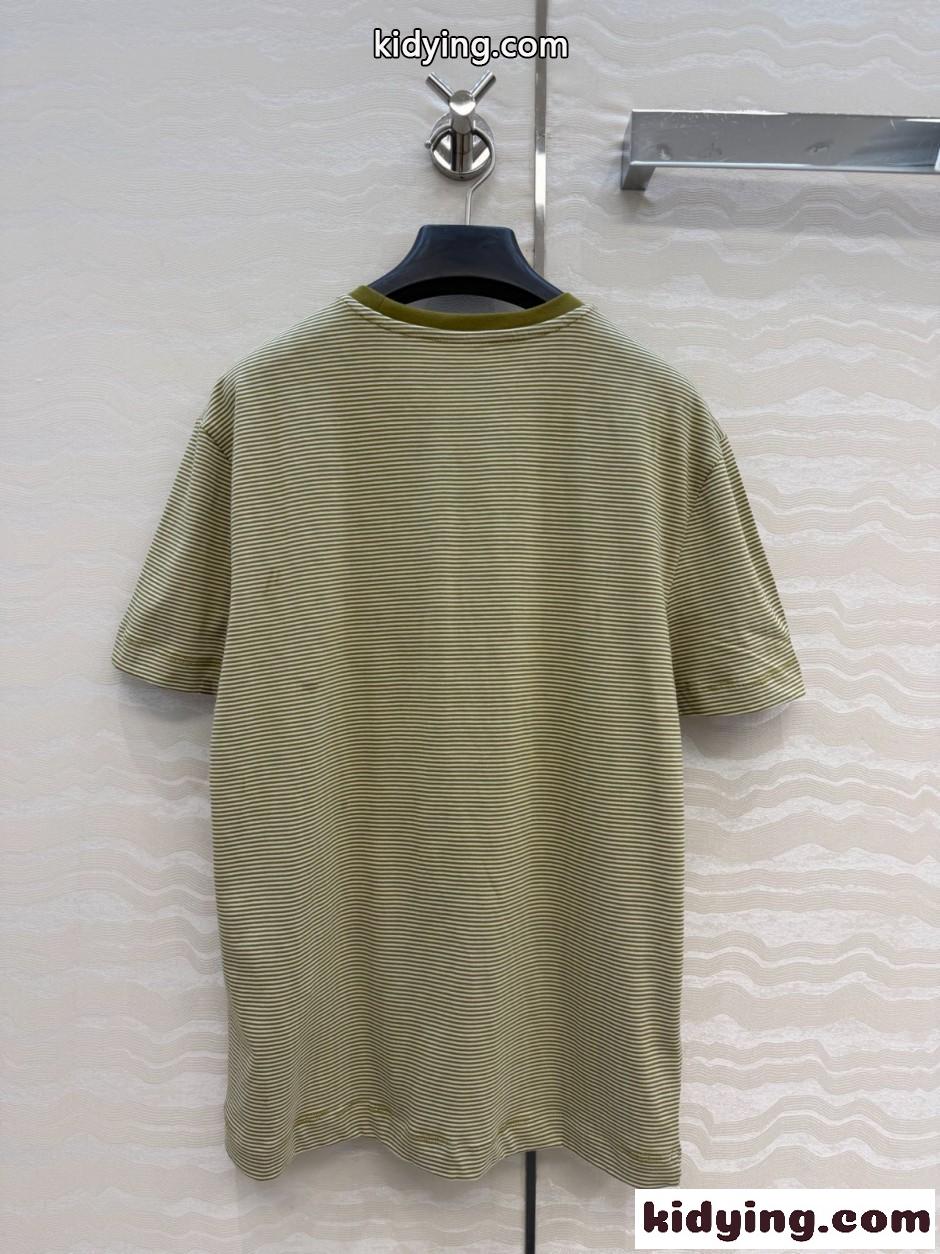 爽やか ボーダー柄 半袖tシャツ ミュウミュウ Tシャツ コピー グリーン-4